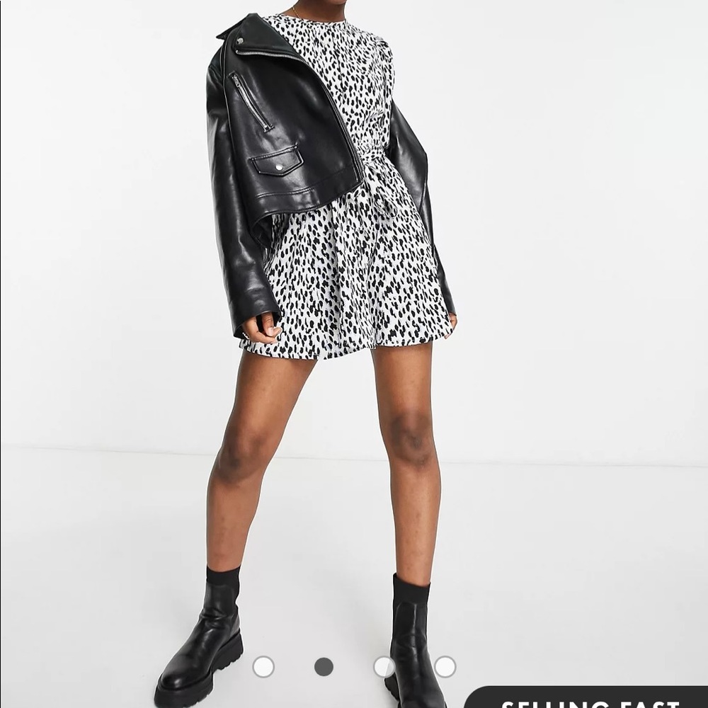 Tie waist mini dress in leopard print